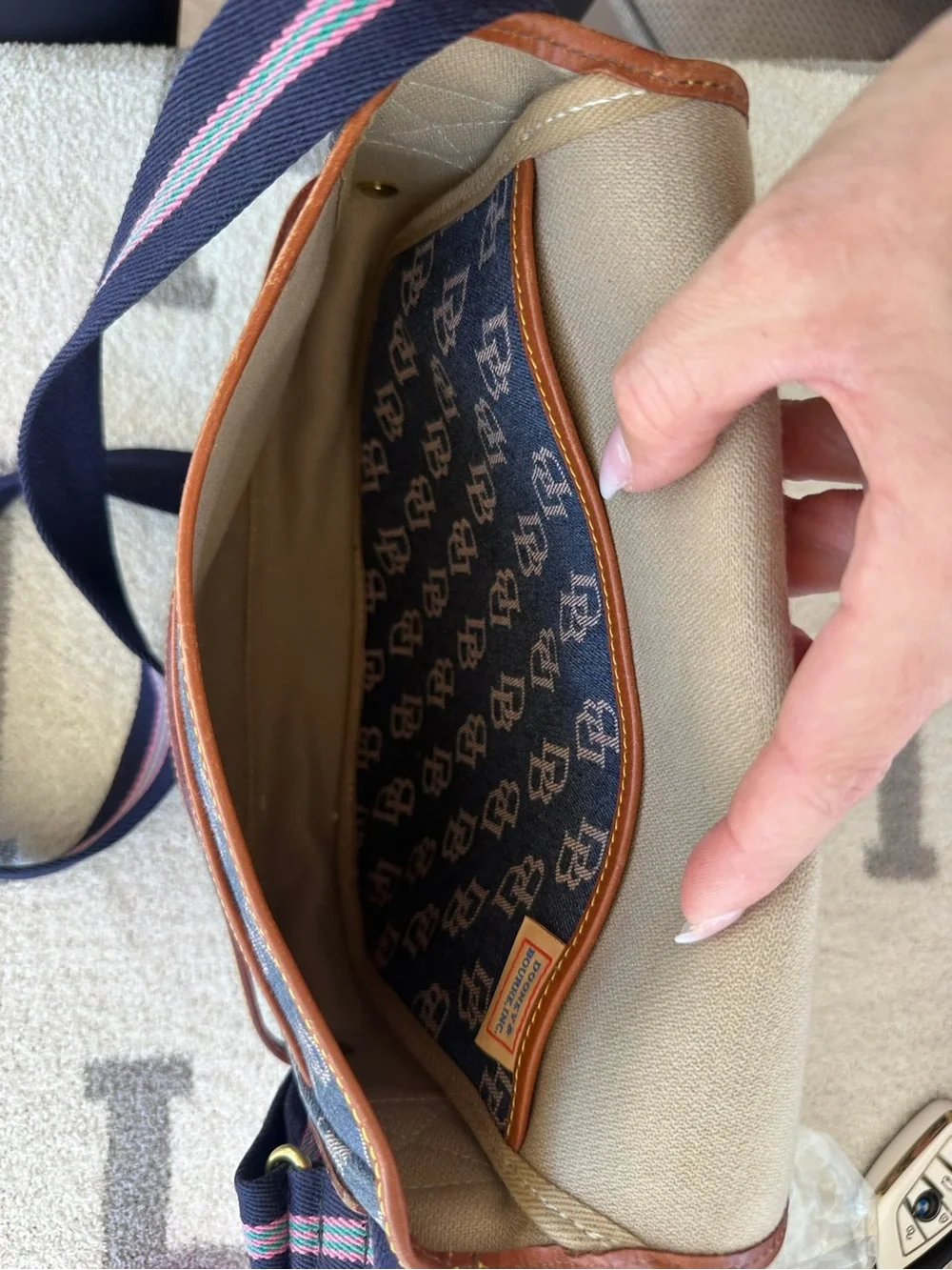 Vintage denim Dooney crossover bag